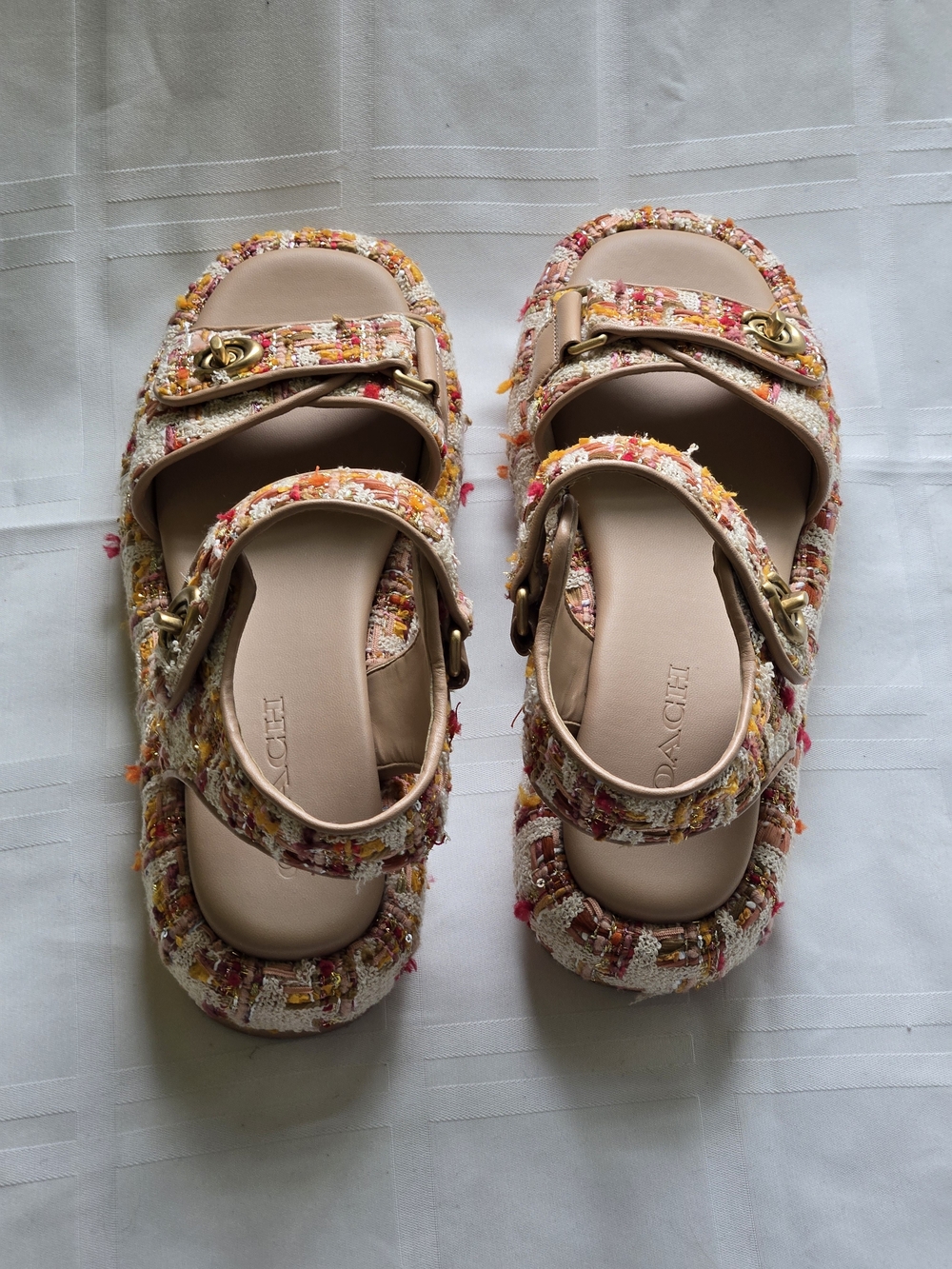Coach Multicolor Tweed Platform Sandals - Picture 6 of 12